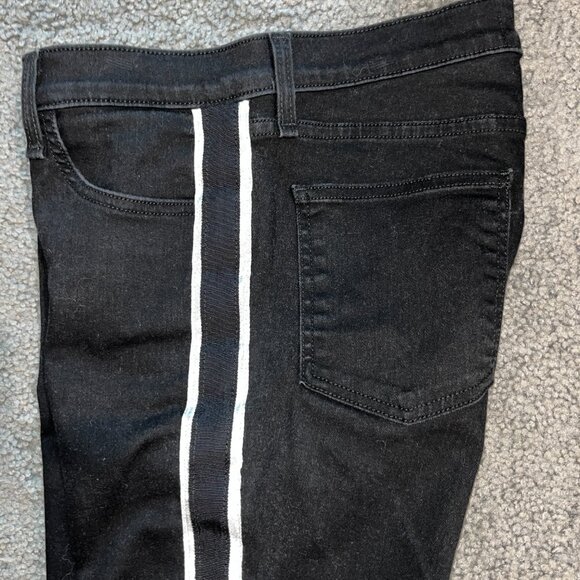 VERONICA BEARD CAROLYN 10" BABY BOOT BLACK & SILVER TUXEDO STRIPE JEANS EUC 29 - Picture 10 of 13